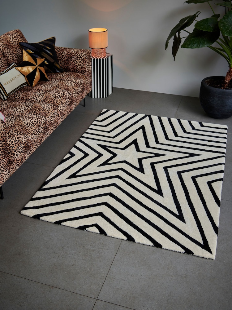 Rockett St George Black/Cream Studio Star Rug - Image 1 of 4