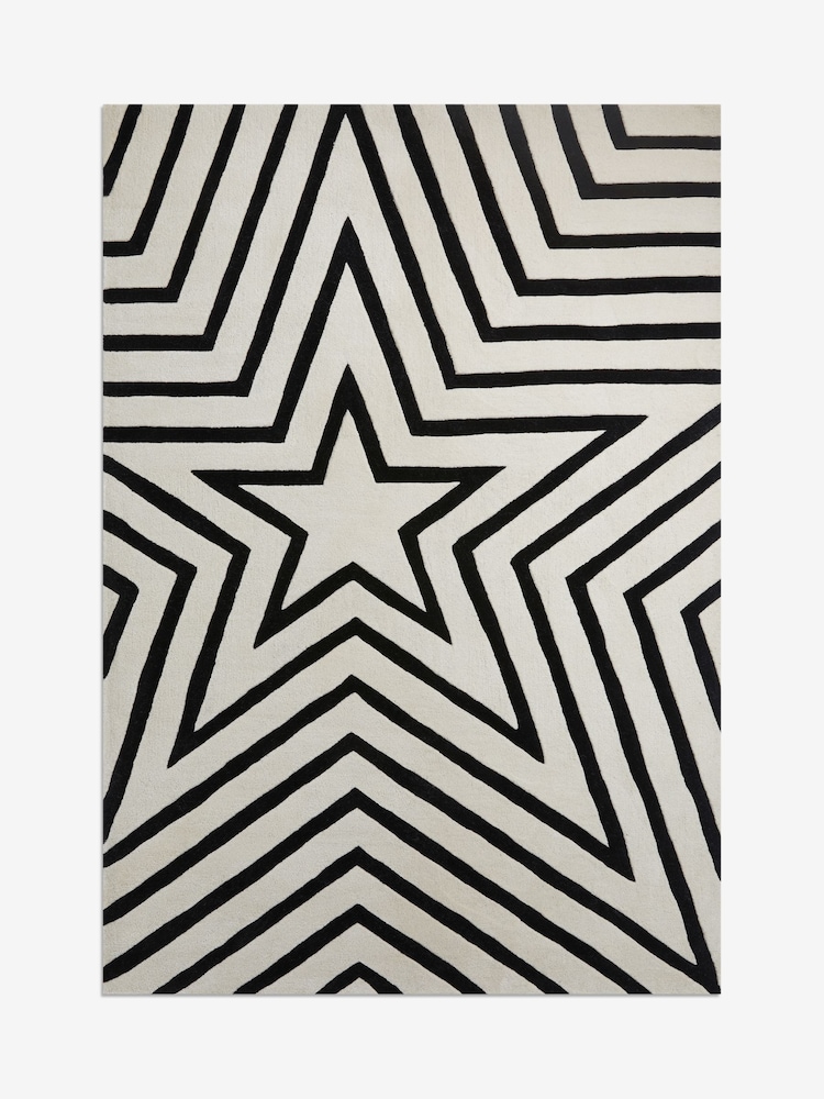 Rockett St George Black/Cream Studio Star Rug - Image 4 of 4