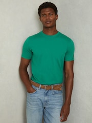 Reiss Bright Green Bless Cotton Crew Neck T-Shirt - Image 4 of 6