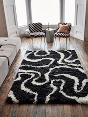 Rockett St George Black Shaggy Berber Rug - Image 1 of 2