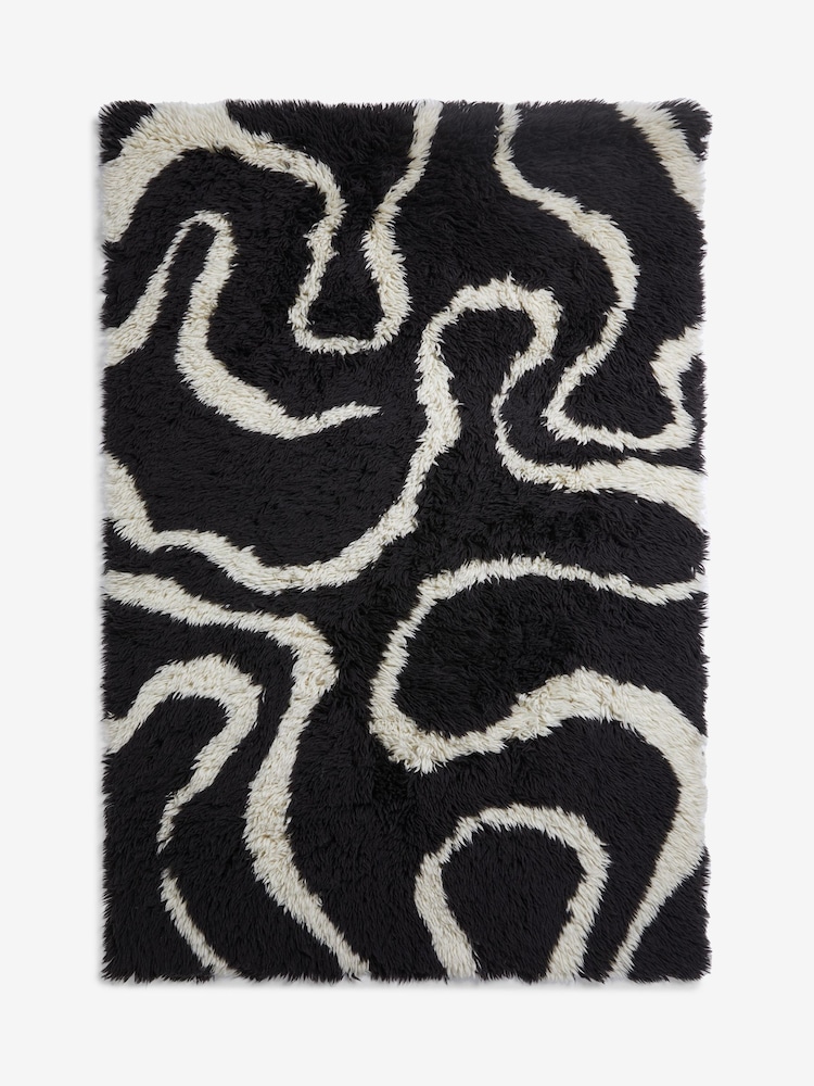Rockett St George Black Shaggy Berber Rug - Image 2 of 2