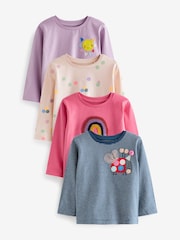 Multi Long Sleeve Cotton T-Shirts 4 Pack (3mths-7yrs) - Image 1 of 7
