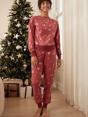 Coral Pink Foil Supersoft Cosy Pyjamas - Image 3 of 9
