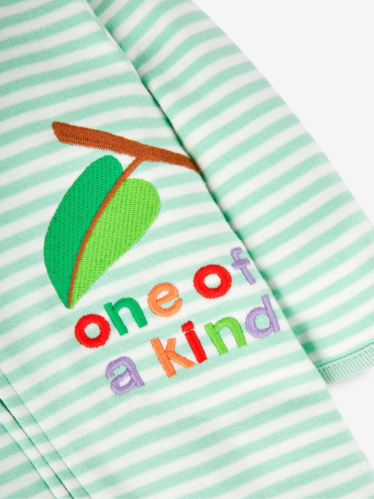 JoJo Maman Bébé Green The Very Hungry Caterpillar Appliqué Zip Cotton Baby Sleepsuit - Image 6 of 6
