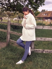 JoJo Maman Bébé Cream 2-in-1 Borg Maternity Jacket - Image 1 of 5