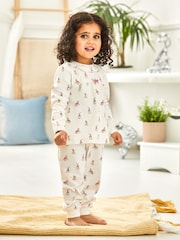 JoJo Maman Bébé White Girls' Peter Rabbit Pretty Jersey Pyjamas - Image 1 of 3