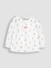 JoJo Maman Bébé White Girls' Peter Rabbit Pretty Jersey Pyjamas - Image 3 of 3