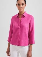 Hobbs Pink 100% Linen Nita Shirt - Image 1 of 4