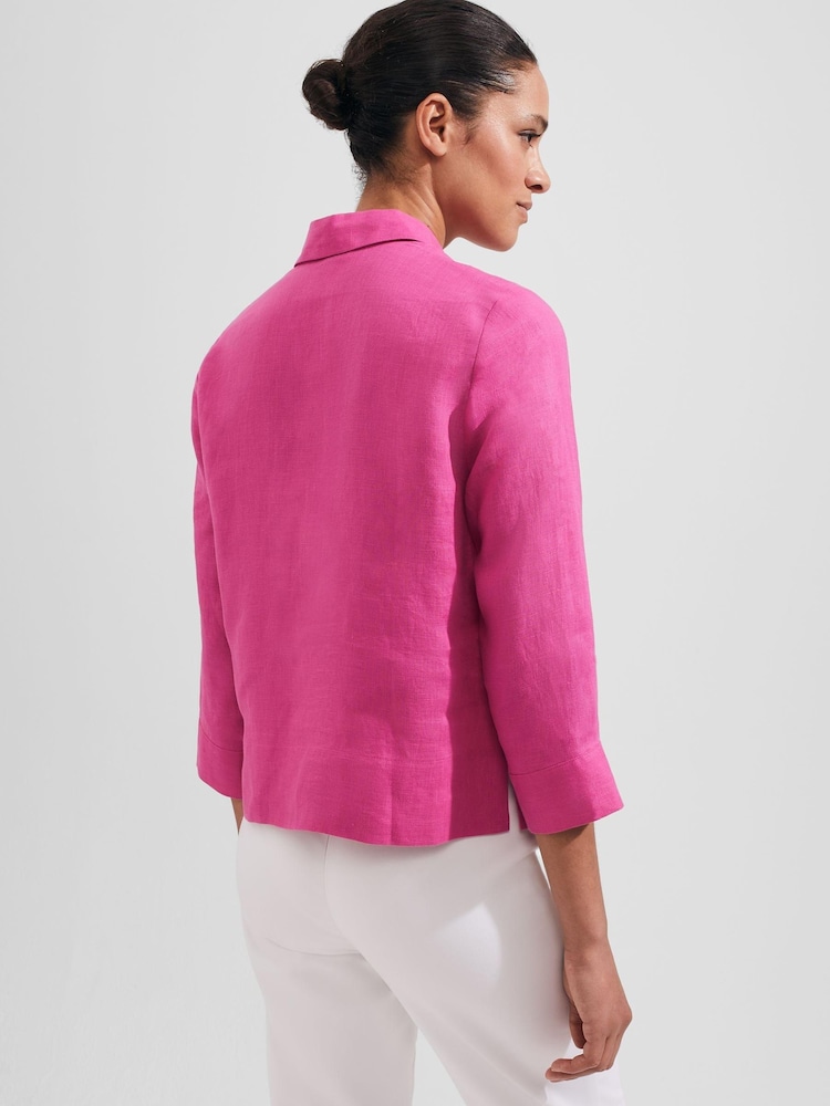 Hobbs Pink 100% Linen Nita Shirt - Image 2 of 4