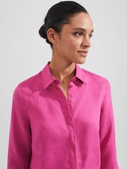 Hobbs Pink 100% Linen Nita Shirt - Image 3 of 4