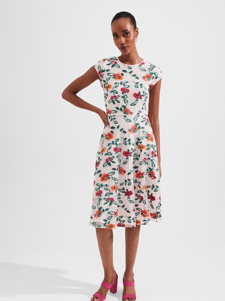 Hobbs Pink Tia Embroidered Dress - Image 1 of 4