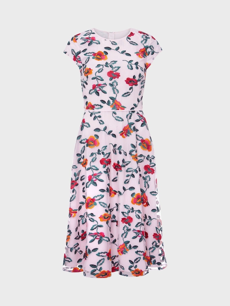 Hobbs Pink Tia Embroidered Dress - Image 4 of 4