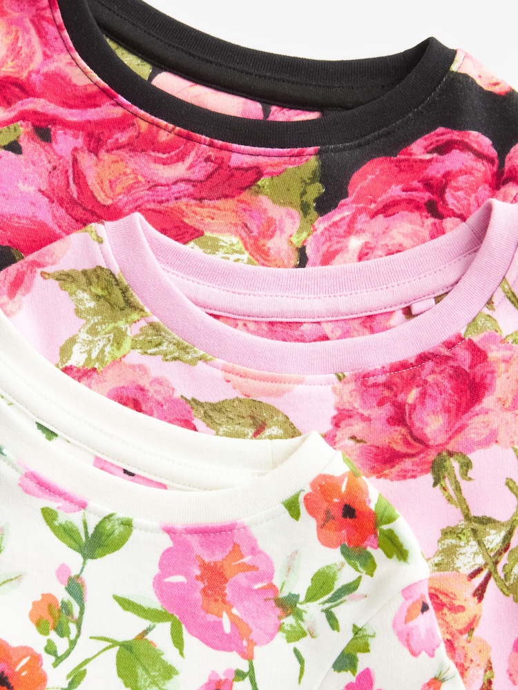 Pink/Black Floral Pyjamas 3 Pack (9mths-16yrs) - Image 12 of 12