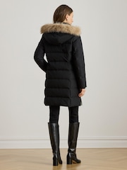 Crno - Lauren Ralph Lauren Faux Fur Trim Hooded Down Coat - Slika 2 od 9