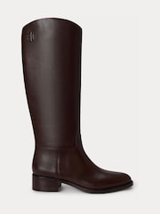 Lauren Ralph Lauren Brown Kyle Leather Block Heel Knee High Boots - Image 1 of 3
