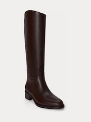Lauren Ralph Lauren Brown Kyle Leather Block Heel Knee High Boots - Image 2 of 3
