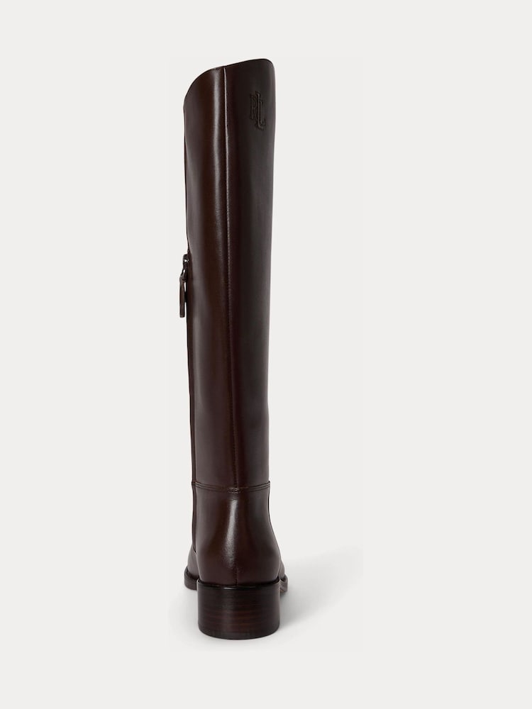 Lauren Ralph Lauren Brown Kyle Leather Block Heel Knee High Boots - Image 3 of 3