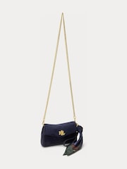 Lauren Ralph Lauren Blue Turnlock Suede Shoulder Bag with Scarf Trim - Image 2 of 5