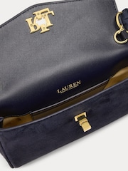 Lauren Ralph Lauren Blue Turnlock Suede Shoulder Bag with Scarf Trim - Image 4 of 5