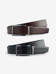 Black/Brown Reversible Leather Belt - Image 2 of 9