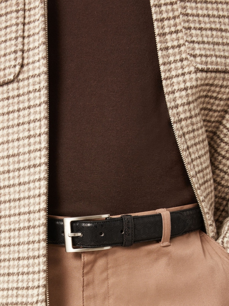 Black Leather Laser Pattern Belt - Image 1 of 5
