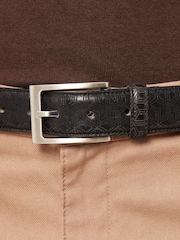 Black Leather Laser Pattern Belt - Image 2 of 5
