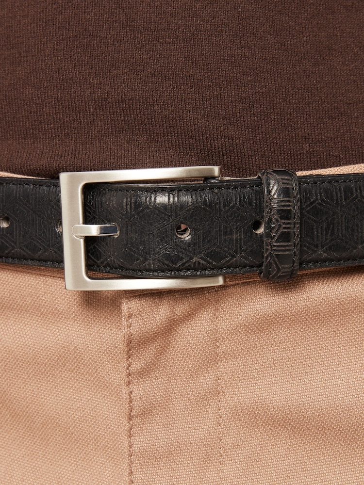 Black Leather Laser Pattern Belt - Image 2 of 5
