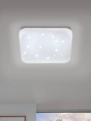 Eglo White Frania-S 33cm Metal And Plastic With Crystal Effect Flush Ceiling Light - Image 1 of 3