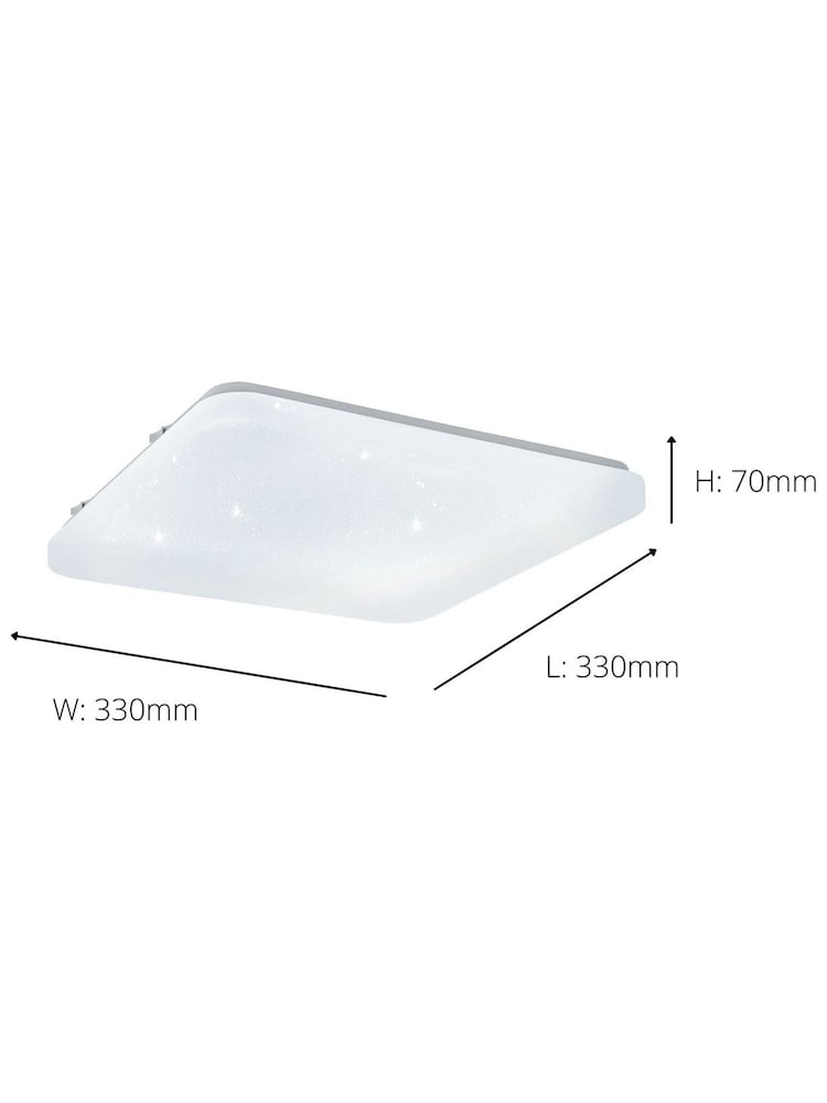 Eglo White Frania-S 33cm Metal And Plastic With Crystal Effect Flush Ceiling Light - Image 3 of 3