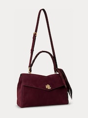Lauren Ralph Lauren Red Farrah Soft Suede Scarf Detail Top Handle Bag - Image 2 of 5