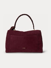 Lauren Ralph Lauren Red Farrah Soft Suede Scarf Detail Top Handle Bag - Image 3 of 5