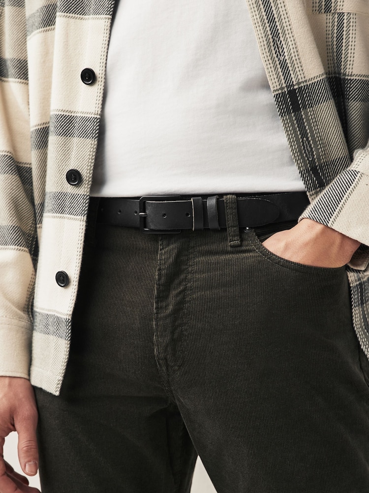 Black Casual Leather Belt - Image 1 of 4
