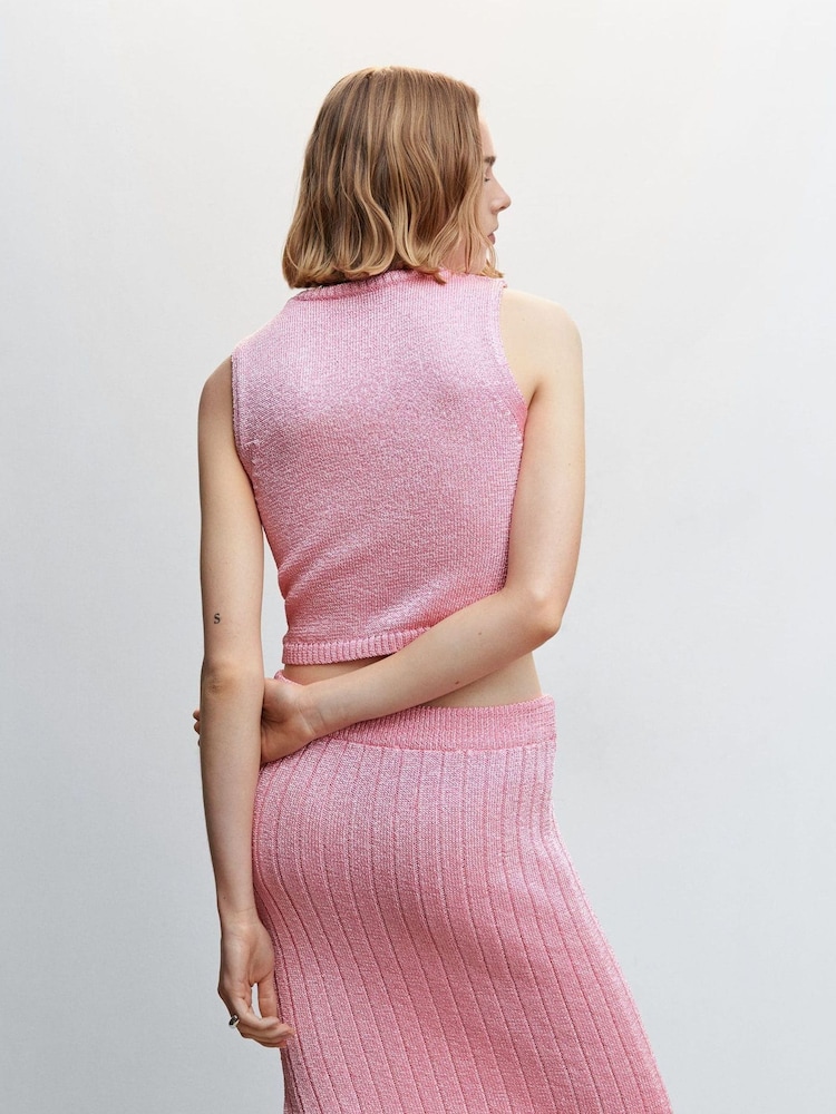 Mango Pink Ribbed Knit Top - Image 2 of 7 Mango Pink Ribbed Knit Top - Image 2 of 7
