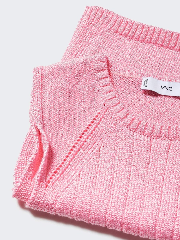 Mango Pink Ribbed Knit Top - Image 7 of 7 Mango Pink Ribbed Knit Top - Image 7 of 7