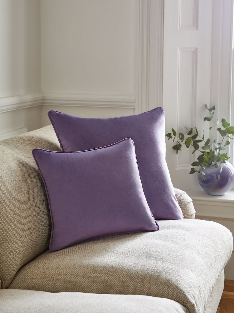 Lilac Purple 59 x 59cm Matte Velvet Cushion - Image 2 of 6