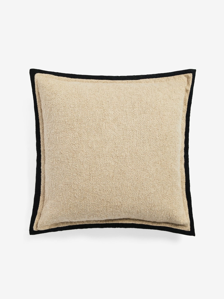Natural Linen Blend Border Cushion - Image 2 of 4