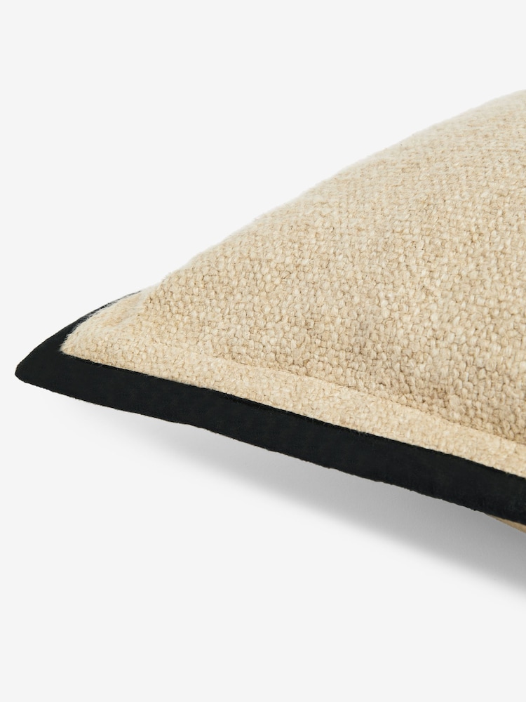 Natural Linen Blend Border Cushion - Image 4 of 4 Natural Linen Blend Border Cushion - Image 4 of 4