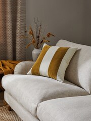 Ochre Yellow Stripe 50 x 50cm Linford Velvet Cushion - Image 1 of 5