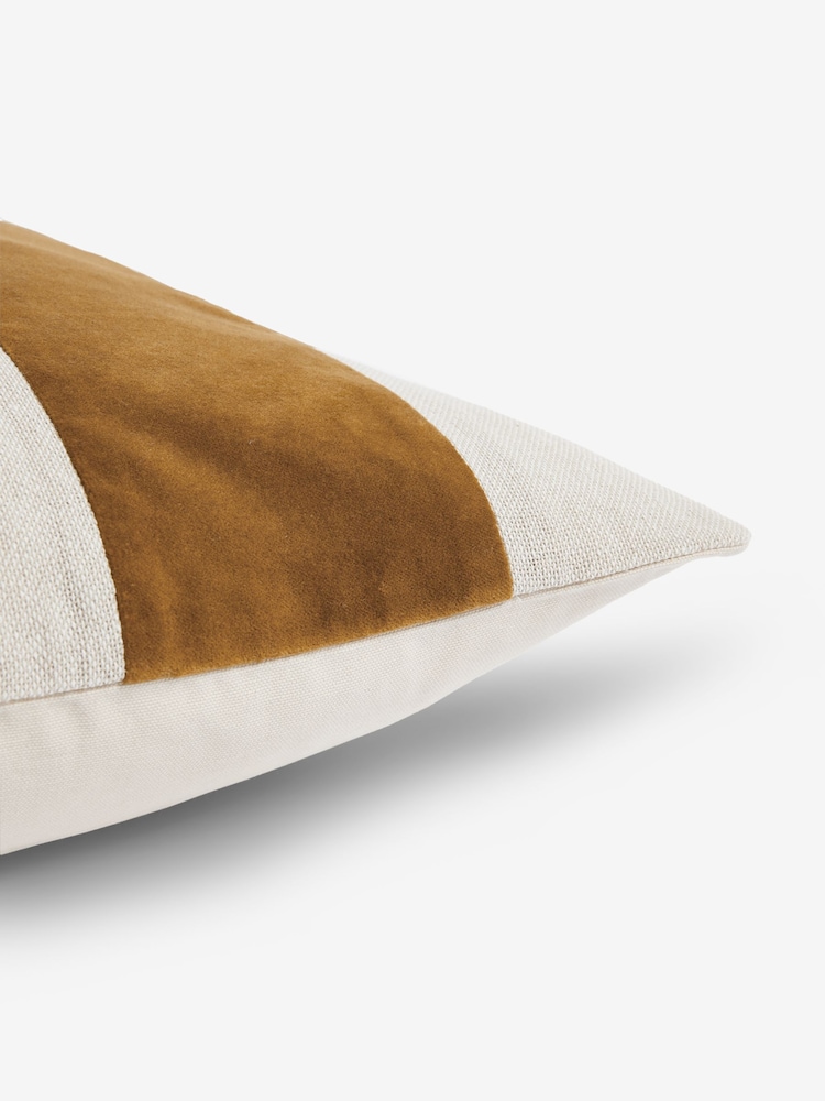 Ochre Yellow Stripe 50 x 50cm Linford Velvet Cushion - Image 5 of 5