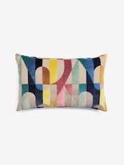 Multi 40 x 59cm Cut Velvet Jester Oblong Cushion - Image 1 of 4