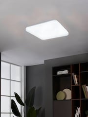 Eglo White Frania-S 28cm Metal And Plastic With Crystal Effect Flush Ceiling Light - Image 1 of 3