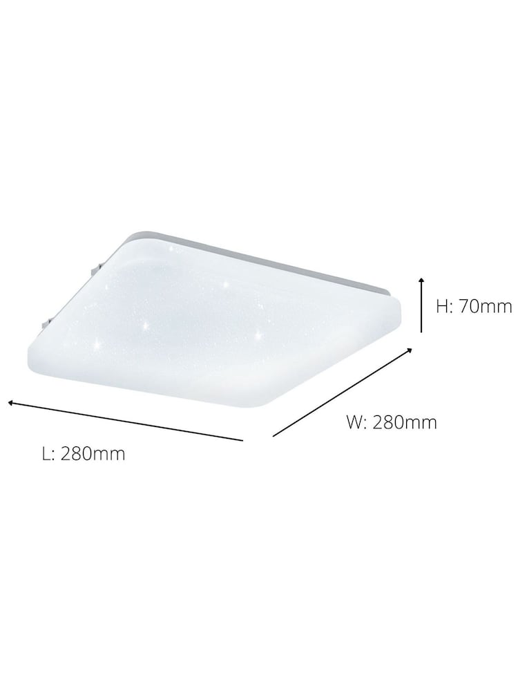Eglo White Frania-S 28cm Metal And Plastic With Crystal Effect Flush Ceiling Light - Image 3 of 3