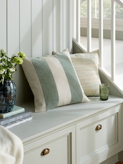 Duck Egg Blue Stripe 50 x 50cm Linford Velvet Cushion - Image 1 of 5