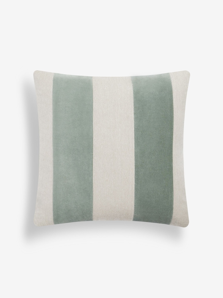 Duck Egg Blue Stripe 50 x 50cm Linford Velvet Cushion - Image 2 of 5