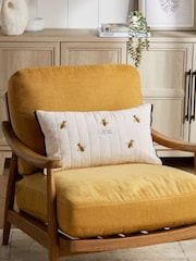 Ochre Yellow 50 x 30cm Embellished Bee Cushion - Image 1 of 5