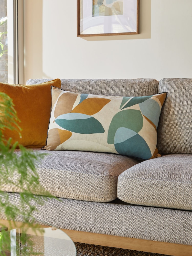 Teal Blue Abstract Leaf 40 x 59cm Cushion - Image 1 of 6