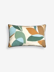 Teal Blue Abstract Leaf 40 x 59cm Cushion - Image 3 of 6