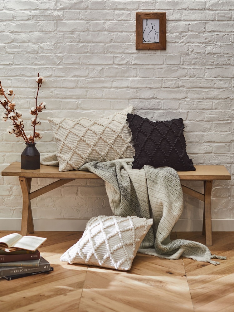 Black Chevron Bobble 43 x 43cm Cushion - Image 2 of 6