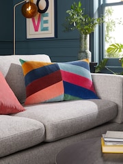 Multi Bright 40 x 59cm Vertical Velvet Stripe Cushion - Image 1 of 6