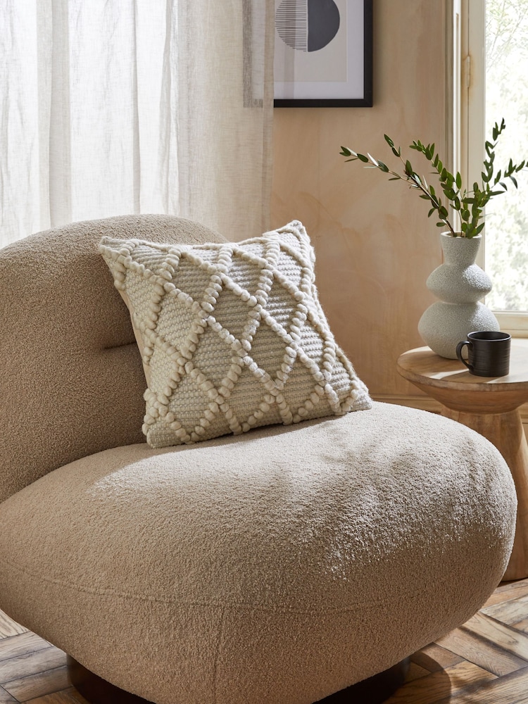 Natural Chevron Bobble 43 x 43cm Cushion - Image 1 of 6